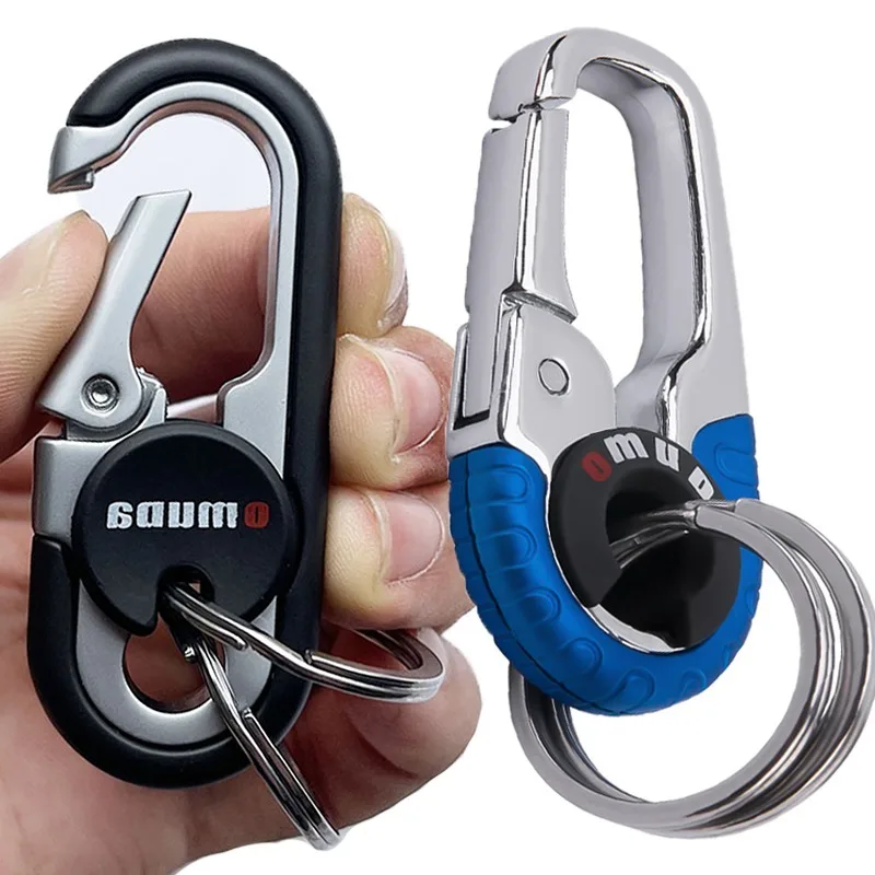 Men\'s Keychain Hook Stainless Steel Buckle Outdoor Carabiner Climbing Tool Double Ring Car Fishing Key Ring Car Hook Accessories