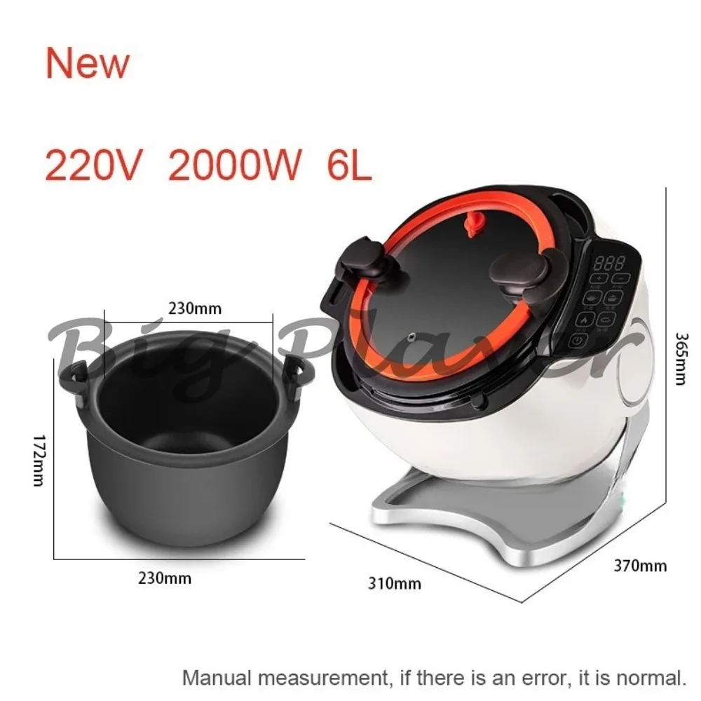 6L Non Stick Multifunctional Electric Cooker - 2000W Intelligent Automatic Stir Frying Wok for Household Use