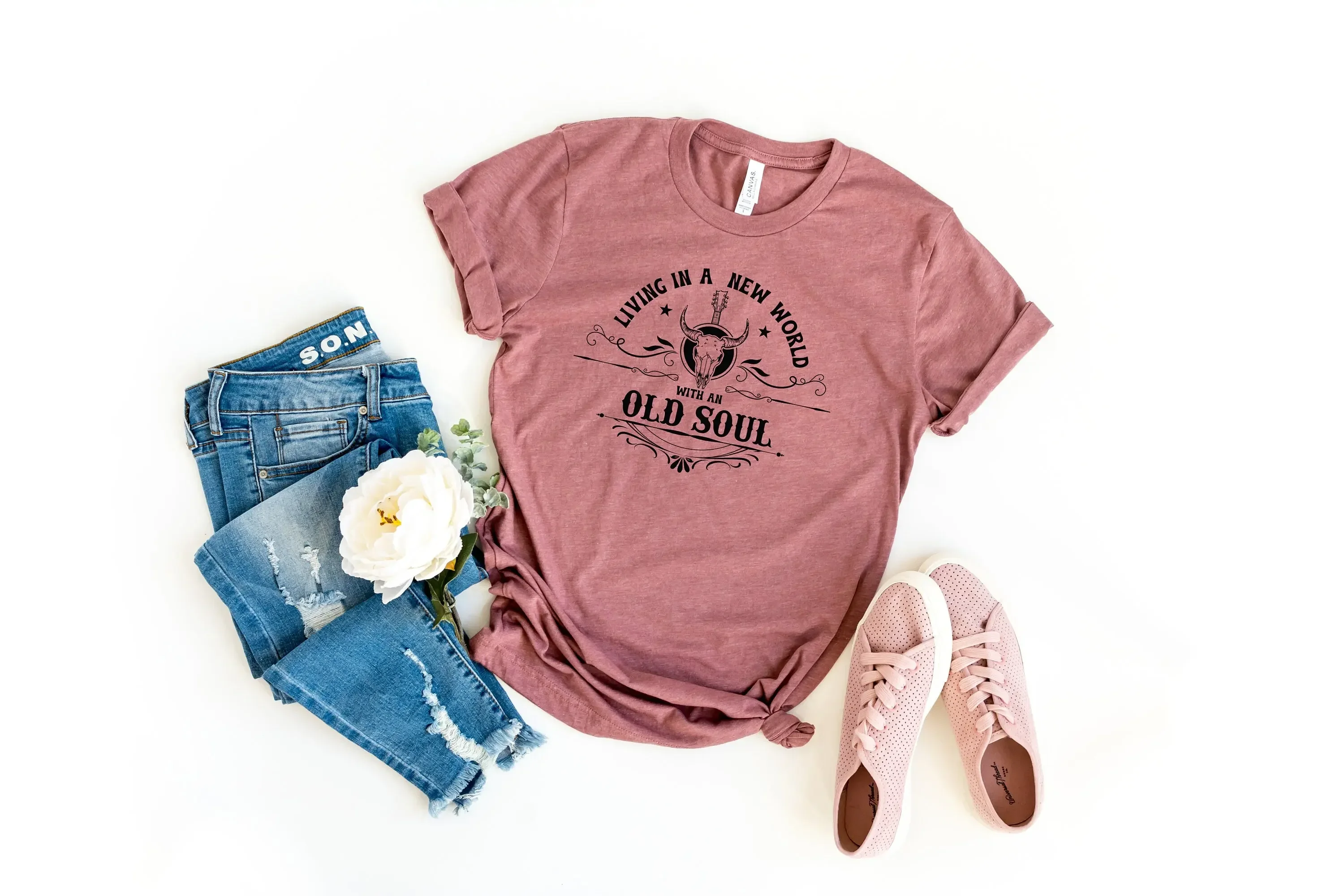 Living In A New World With An Old Soul T Shirt Overtime Hours Rich Men North of Richmond Country Music
