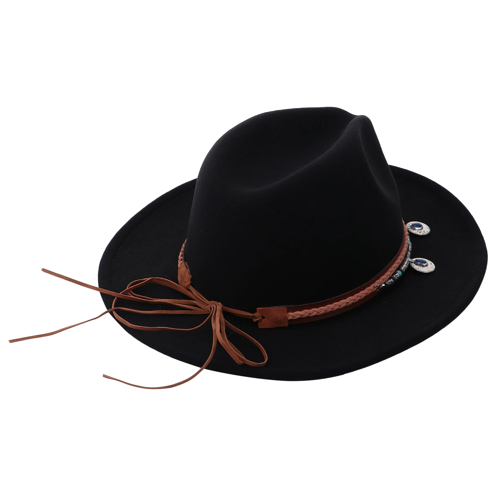 

Retro Woolen for Women Jazz Hat Women Black Jazz Party Cap Flat Retro Hat edge Design Comfortable Breathable Ladies Cap