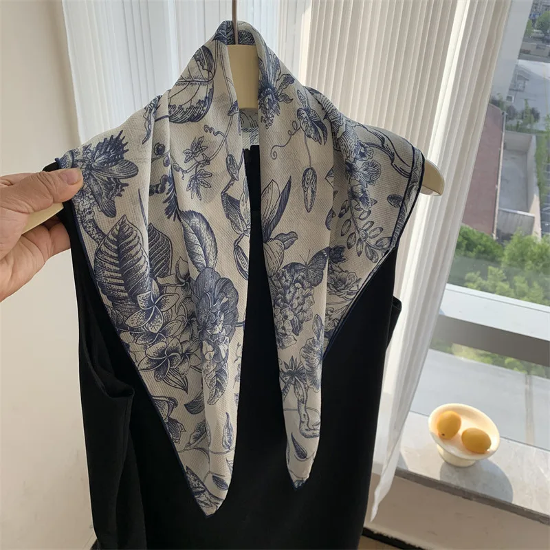 

100% Natural Silk Scarf for Women Foulard Square Scarves Female Neckerchief Shawl Wrap Neck Hijab Poncho Bandana High Quality