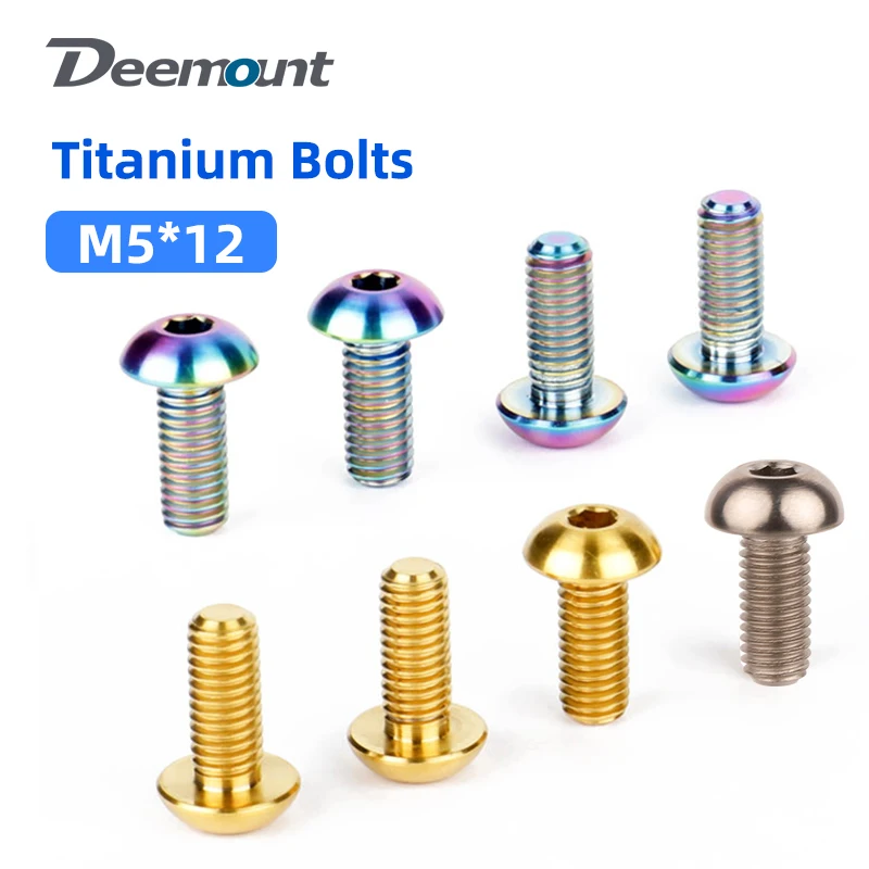 M5*12mm Titanium TC4 Bicycle Bottle Holder Fixing Bolts 3mm Hex Head Kettle Stand Screws Super Light High Tensile Ti Parts