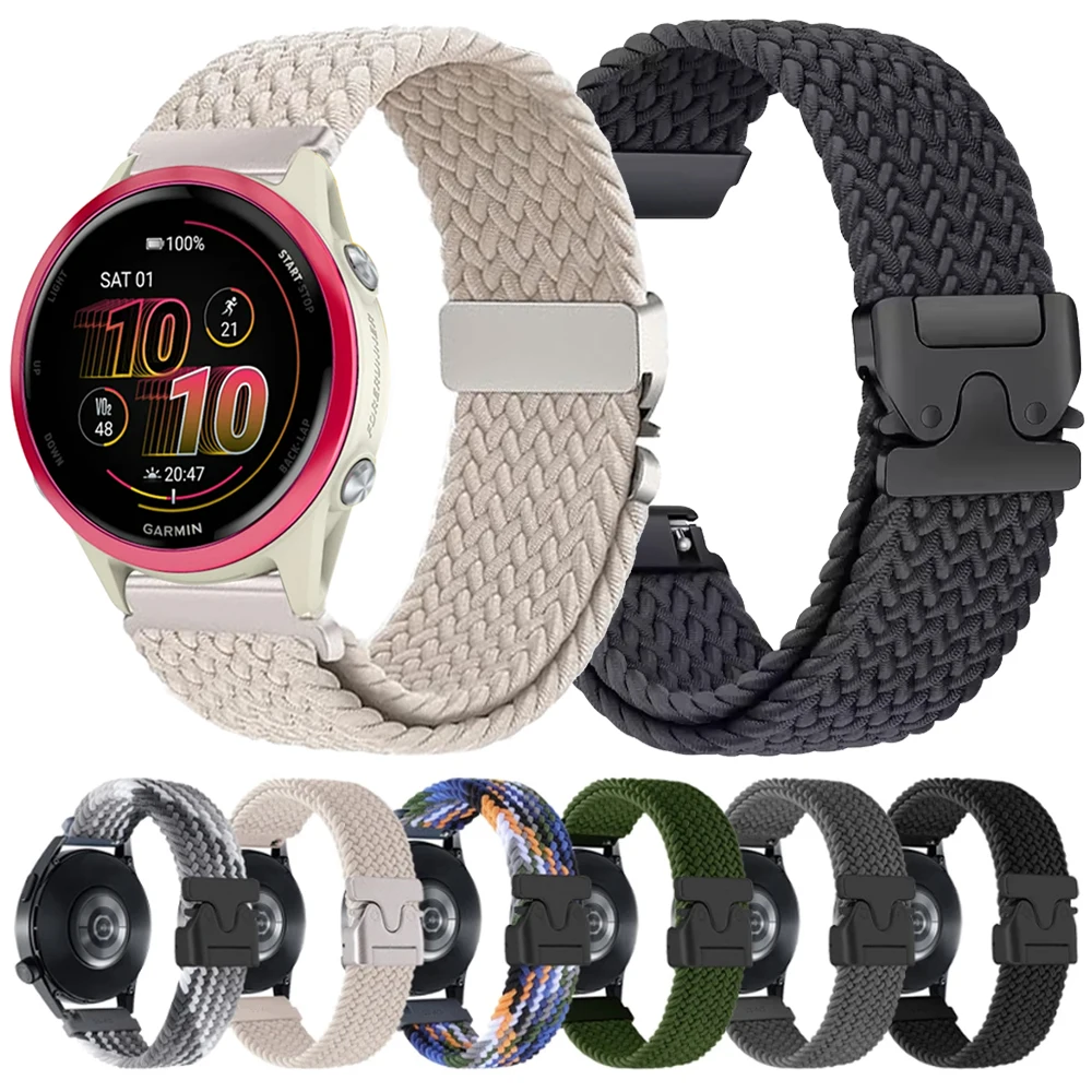 20 22 mm elastisches Nylonarmband für Garmin Forerunner 165 265 255 55 570/Vivoactive 6 5 4 Fallschirmschnalle Armband Venu 3 2 Sq Band