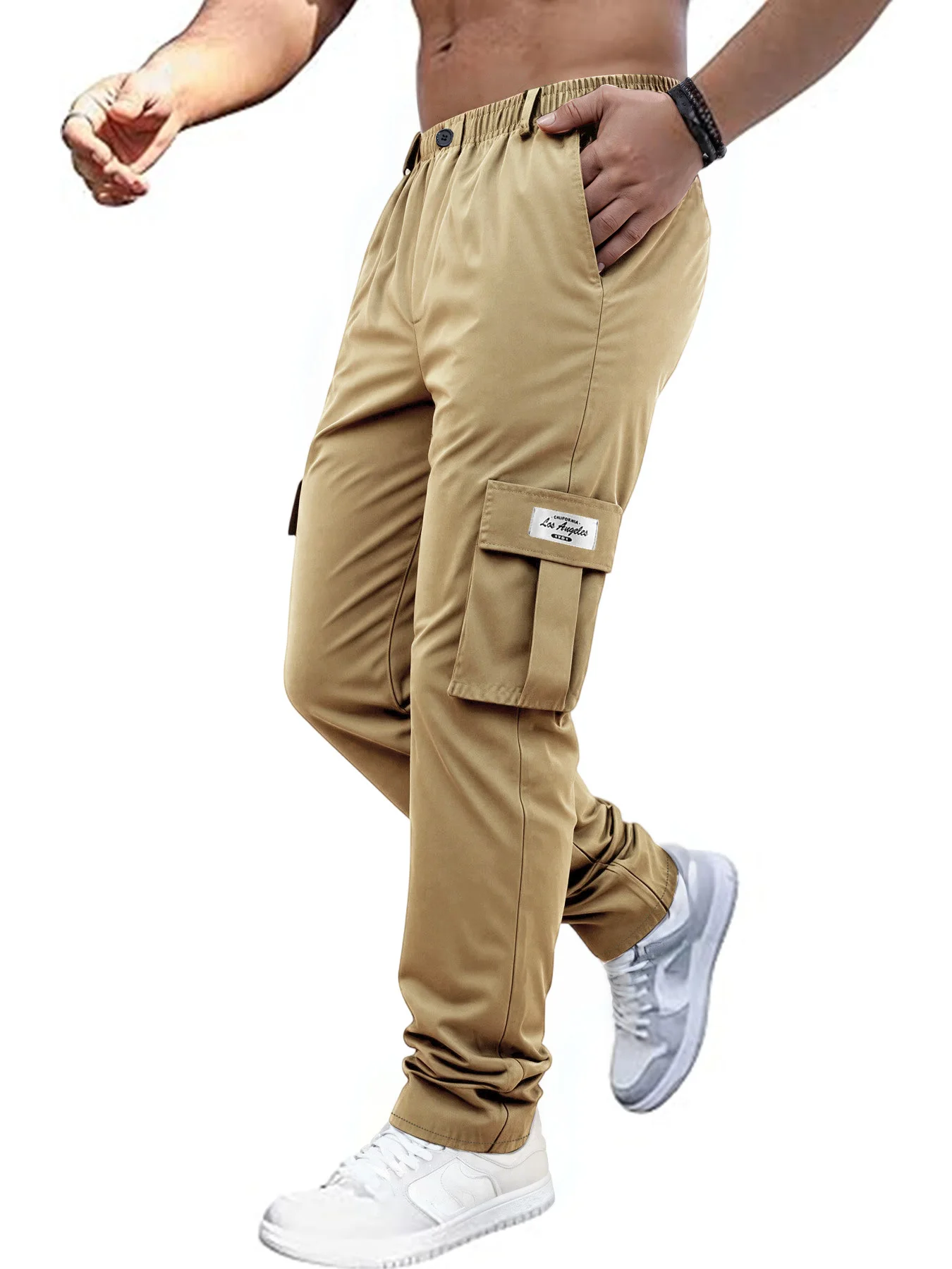 Men's Cargo Pants Sweatpants Men's Outdoor Hiking Sports Jogging Tactical Pants Elastic Waist Casual Long Pants Overalls