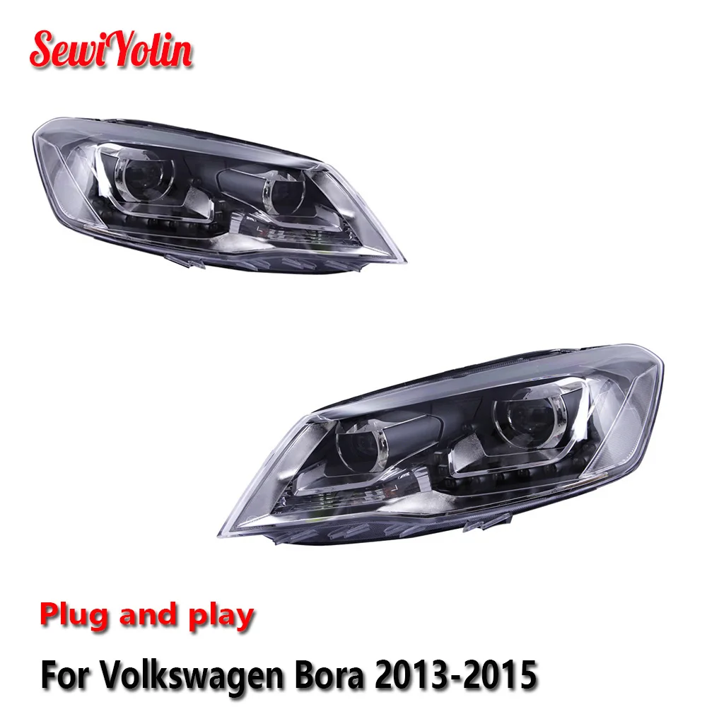 Car LED Headlight Light Assemblies For Volkswagen Bora 2013-2015 Auto Fog DRL Brake Turn Signal Lamp Plug and Play