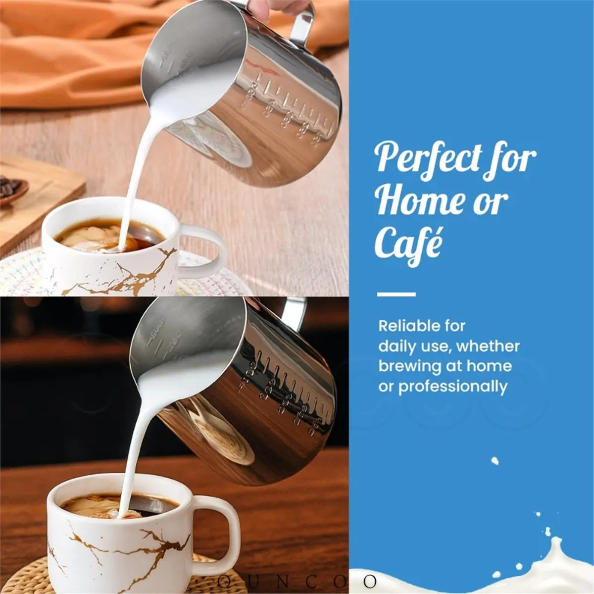 【STABLE QUALITY】350ml Stainless Steel Milk Frothing Pitcher Coffee Latte Art Jug with Measuring Scale