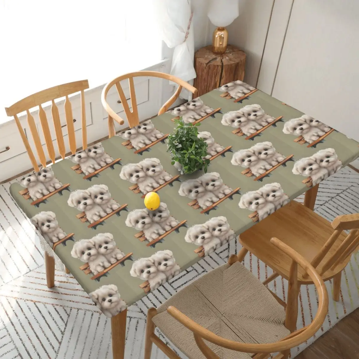 Border Collie Pet Dog Customized Rectangular Tablecloth Oilproof Table Cover for Festival Party Decorations Table Cloth