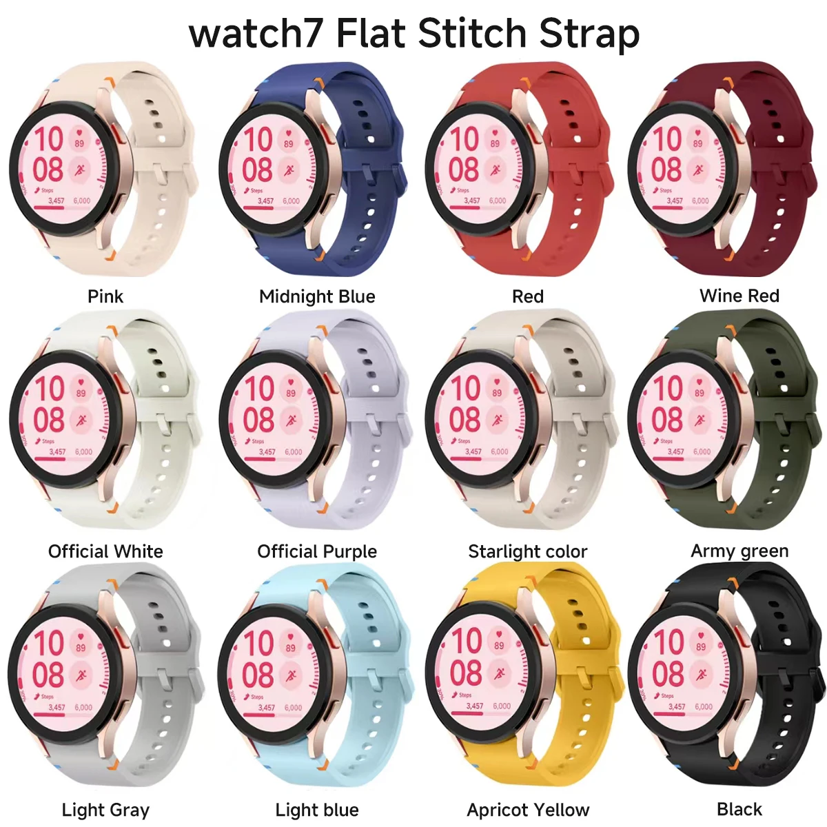 Bracelet en silicone pour Samsung Galaxy Watch, Bracelet Watch 6, 7 FE, 6, 4, 5 Pro, 44mm, 44mm, Classique 43mm, 47mm, No Gaps, 20mm