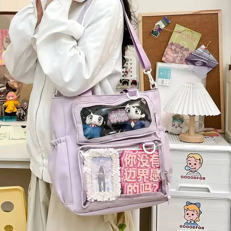 

Новая сумка Y2K в стиле Ita Bag: вместительная сумка через плечо, мессенджер, прозрачная сумка-кроссбоди для девочек в стиле Лолита, повседневная сумка для самостоятельного декорирования