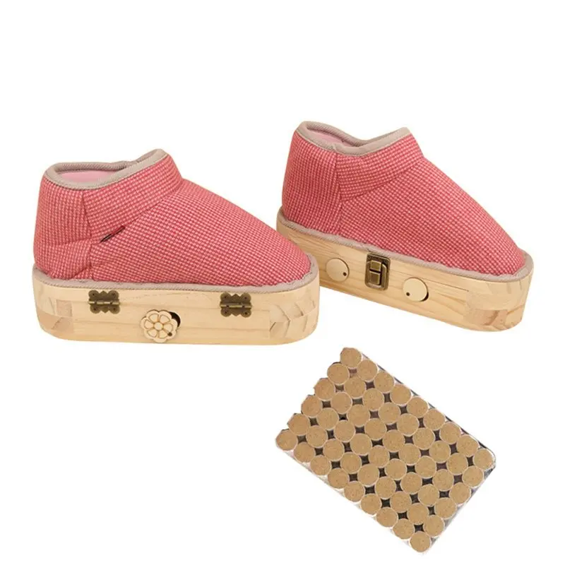 Industrial Tools Moxibustion Shoes for Feet, Wooden Sole Foot Therapy, Open Flame Suspension Moxibustion Box