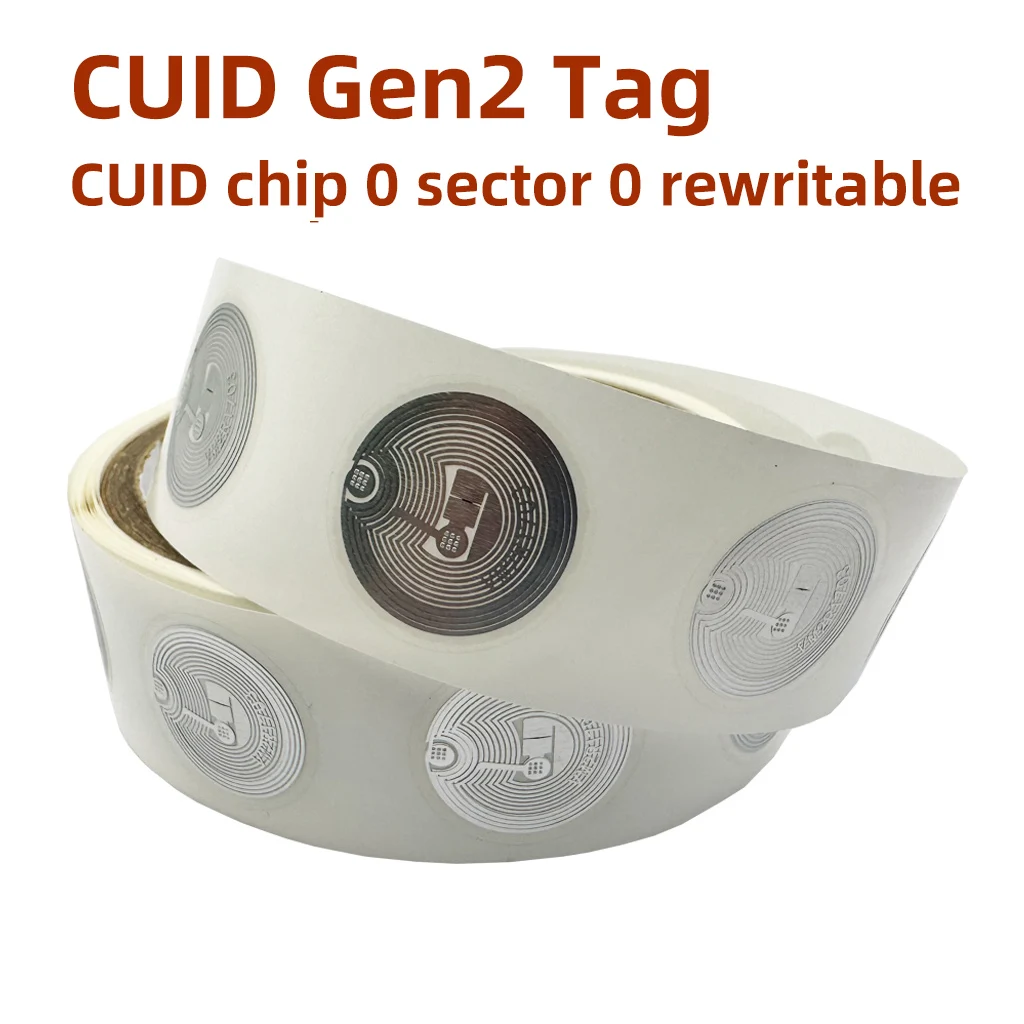 CUID tag Gen2 13.56mhz RFID Wet Inlay Sector 0 Block 0 UID Rewritable For NFC Andriod MCT Copy Clone cuid Anti metal Sticker