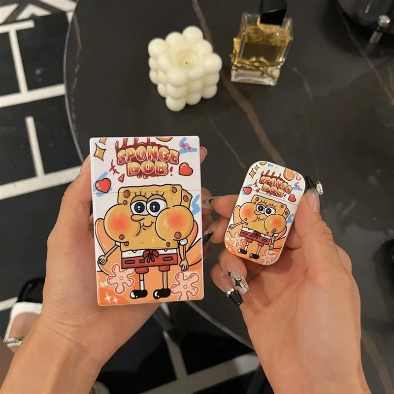 Sanrio HelloKitty Cigarette Case and Lighter Set Mymelody Cigarette Box Cute Smoke Ornaments Pink Flame Windproof Lighters Gifts