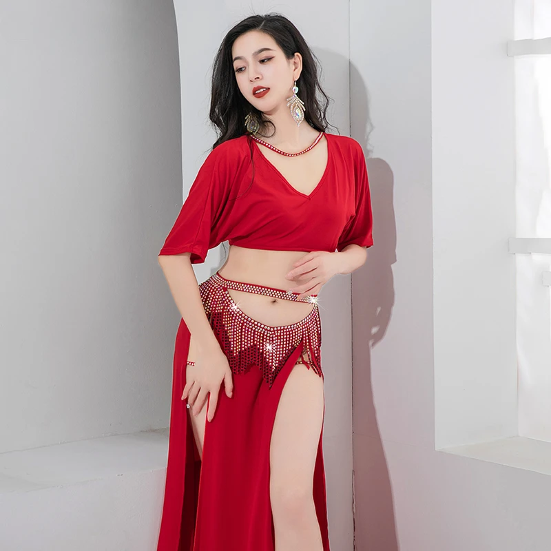 New Belly Dance Practice Clothes Women Elegant Comfortable Pure Cotton Set Oriental Dance Professional Performance Costume