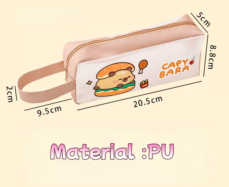 Cute Capybara Pencil Case Clear Transparent PVC School Supplies Bag Cosmetic Pouch Student Stationery Organizer with Zipper