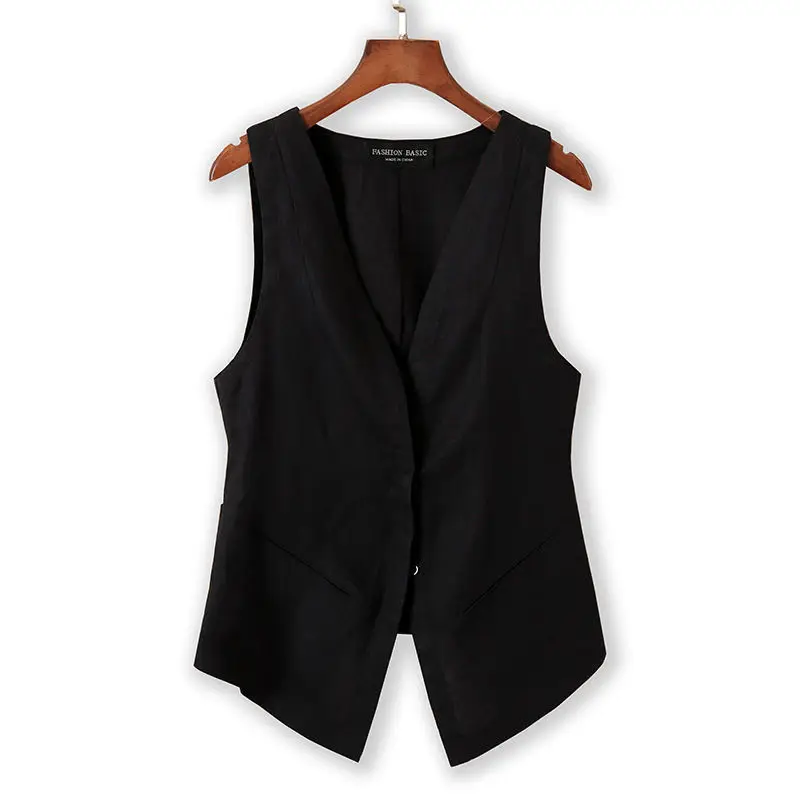 

Spring Autumn Vests Sleeveless Jacket Cardigan Women's Single-breasted Design Waistcoat Stylish Tops Black White Vest New