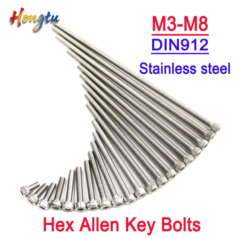 

DIN912 Socket Cap Screws Stainless Steel Hex Allen Key Bolts M3 M4 M5 M6 M8