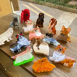 New Personalized Funny Cartoon Animal Dog Ponytail Acetate Hair Claw For Women Girls Hair Accessories