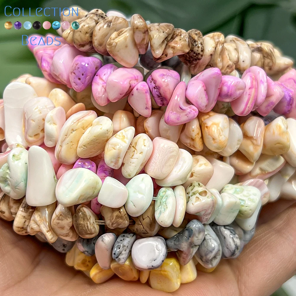 8-12mm Natural ‌Colorful Queen Shell Irregular Shape Loose Bead For Jewelry Making DIY Bracelets Necklace Accessories  15inches