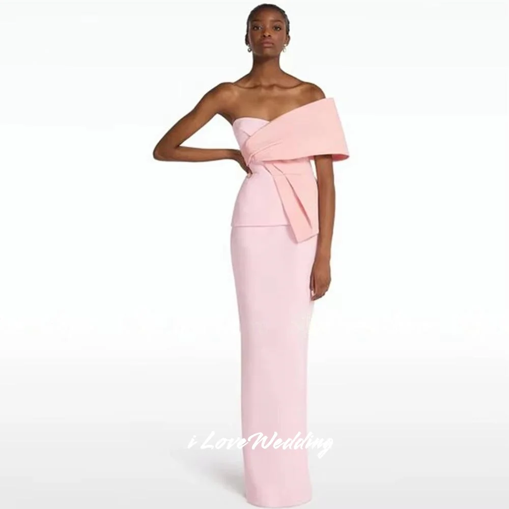 

Pink One Shoulder Evening Dresses 2025 Satin Open-Back Pleated Mermaid Elegant Floor-Length Split Wedding Party Dress Customized