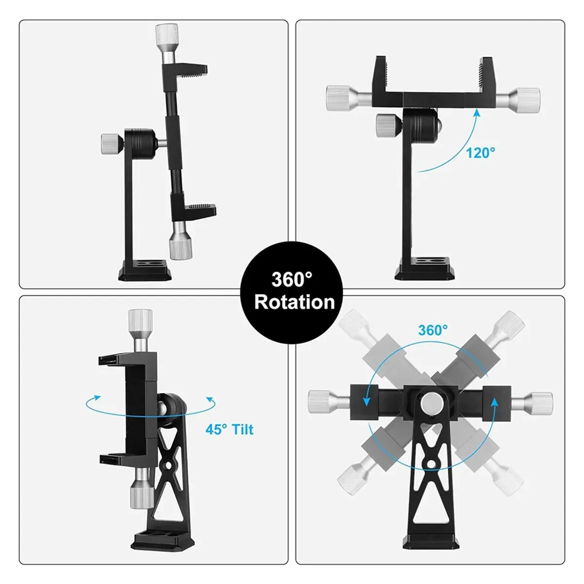 A32I Metal Phone Tripod Mount with Arca Prot Cold Shoe 360° Ball Head Cellphone Tripod Adapter