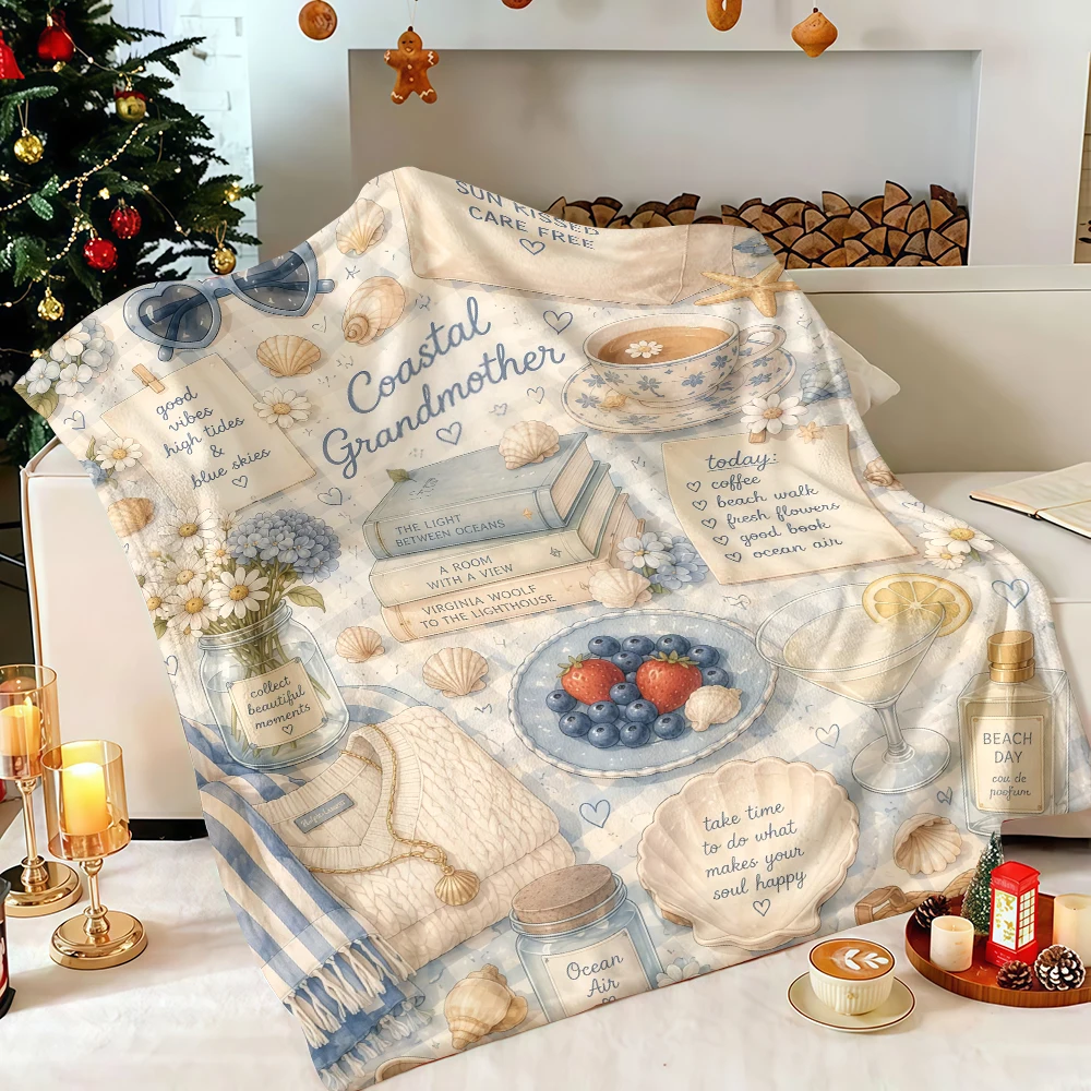 Blue Yellow Sunflower Art Festive No Pilling Premium Microfiber Blanket Ideal for Christmas Tree Holiday Party Decoration