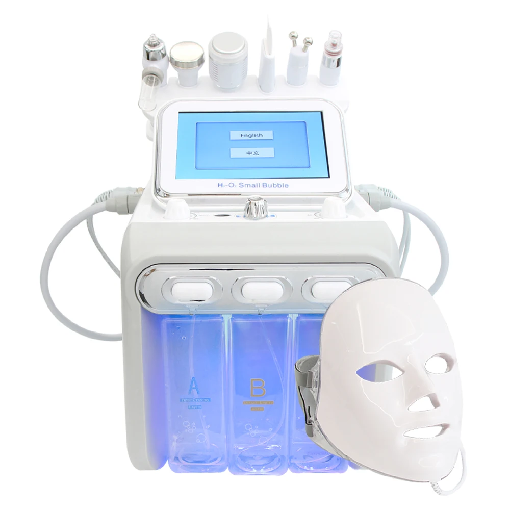 New 7 in 1 Hydrogen Oxygen Small Bubble H2O2 Facial Beauty Machine Jet Peel Hydro Dermabrasion Pore Shrink Face Skin Cleansing