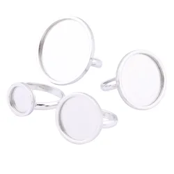 5pcs Stainless Steel Adjustable Ring Base Blanks 10mm 12mm 16mm 20mm 25mm Cabochon Setting Trays For Fingerring Jewelry Making