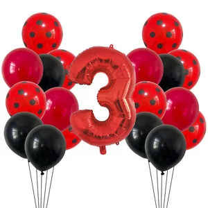 Rote und schwarze Punkte Ladybug -Luftballons, Geburtstagsfeierdekorationen, Babyparty, Vorräte, 12 12 Hauptverkäufe Lady Bug Geburtstagdekoration - №4