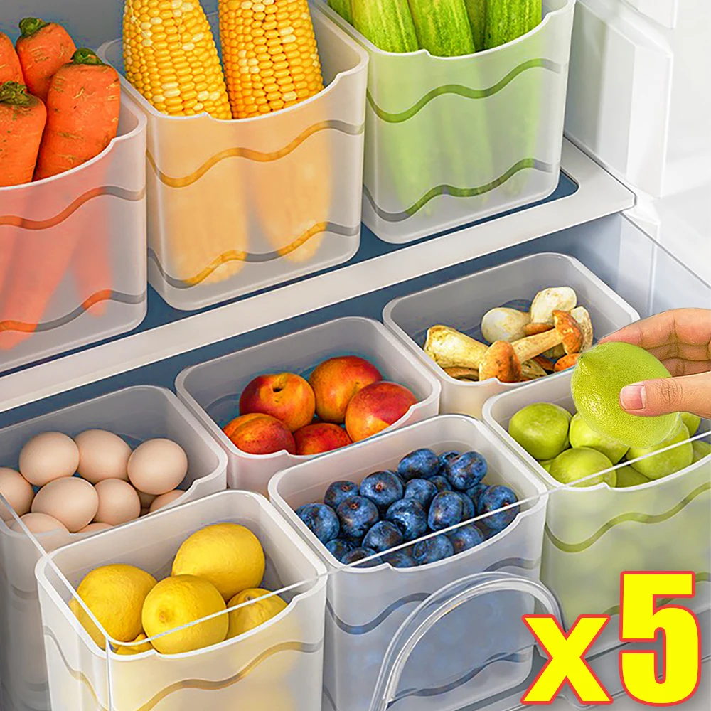 5/1Pcs Refrigerator Organizer Box Fridge Side Door Storage Containers Plastic Translucent Kitchen Fruit Spice Food Container Box