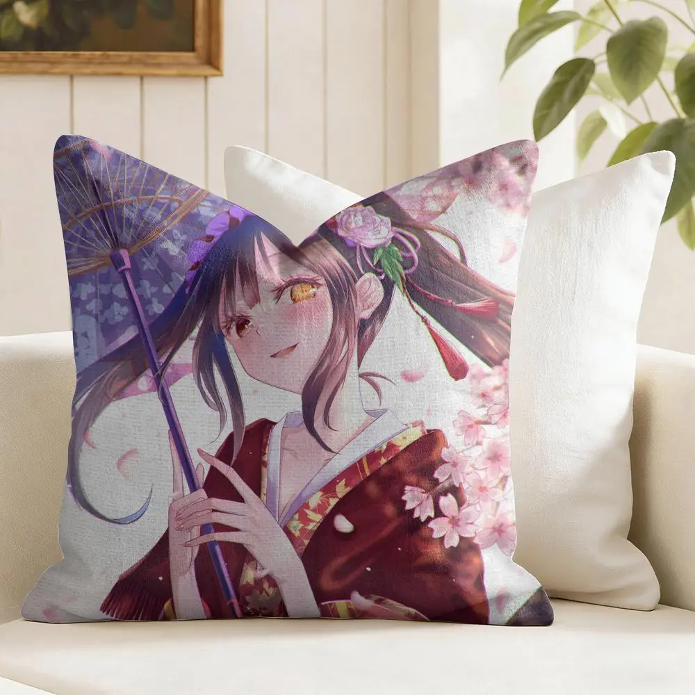 T-Tokisaki Kurumi Cushion Cover Eco Linen Pillow Case Double-Sided Print Breathable Durable Zipper Home Decor Gift