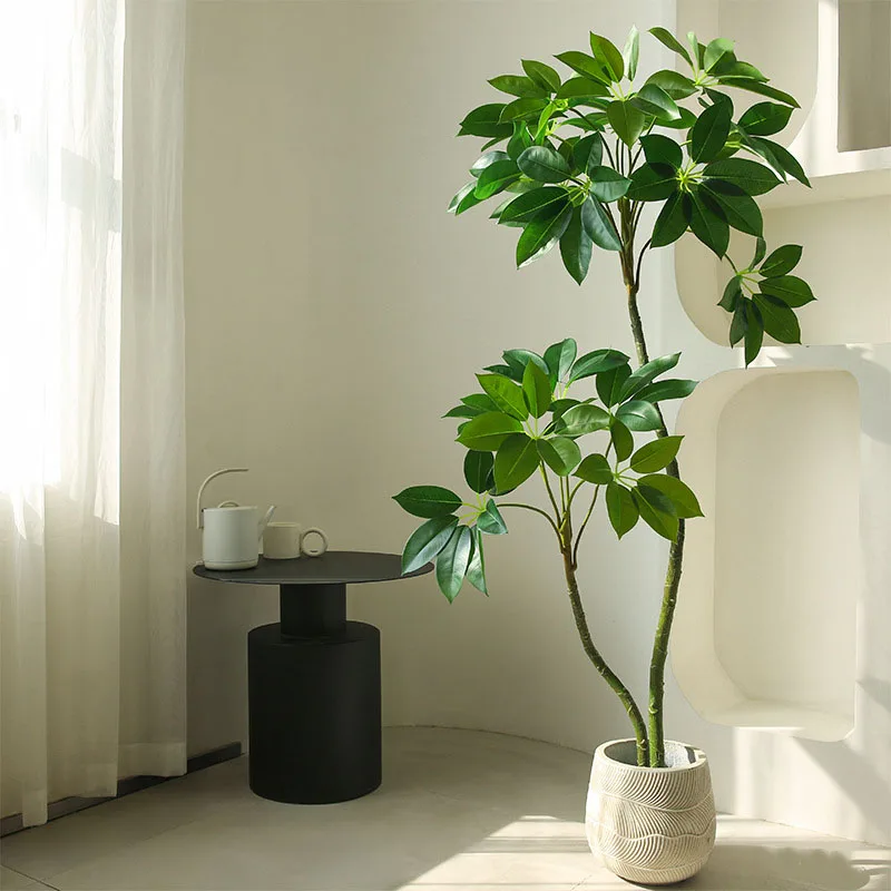 70-220cm Fake Plants Large Artificial Umbrella Tree Real Touch Schefflera Leaves Tropical Banyan Tree For Home Office Shop Decor