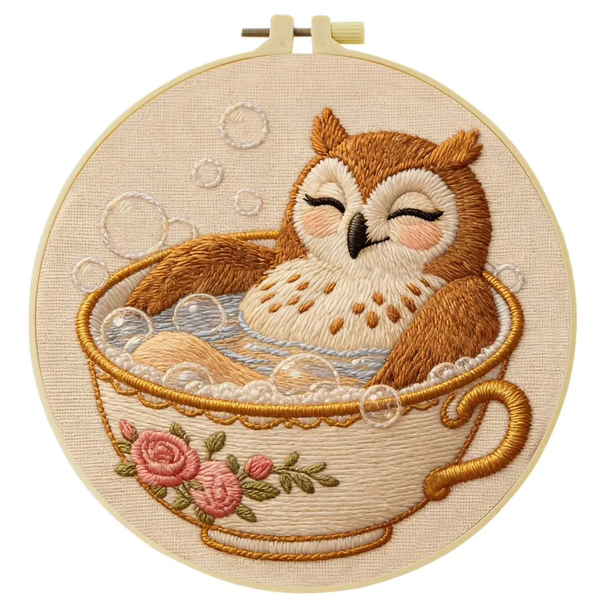1 Stück 20X20CM/15X15CM 7,87/6,3 Zoll Eulen-Stickerei-Starter-Kit DIY-Kit DIY-Stickerei-Set Handarbeiten Heimdekorations-Set für Anfänger – Detail 3