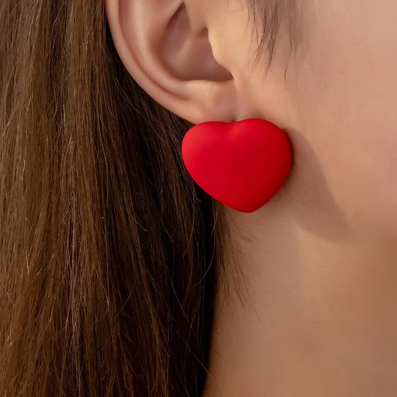 2PCS 3D Stereo Heart Stud Earrings, Elegant Romantic High Sense Design Delicate Ear Jewelry, Ideal Valentine's Day Surprise Gift