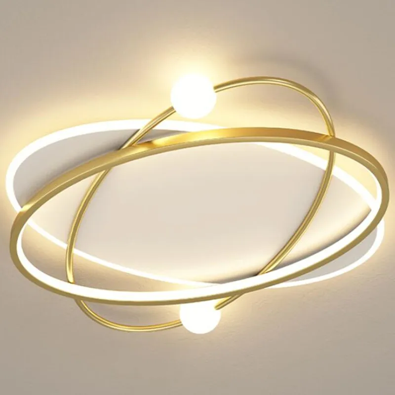 

Modern Style Led Chandelier For Bedroom Living Room Kitchen Study Ceiling Lamp Gold Oval Ring Simple Design Remote Control Light