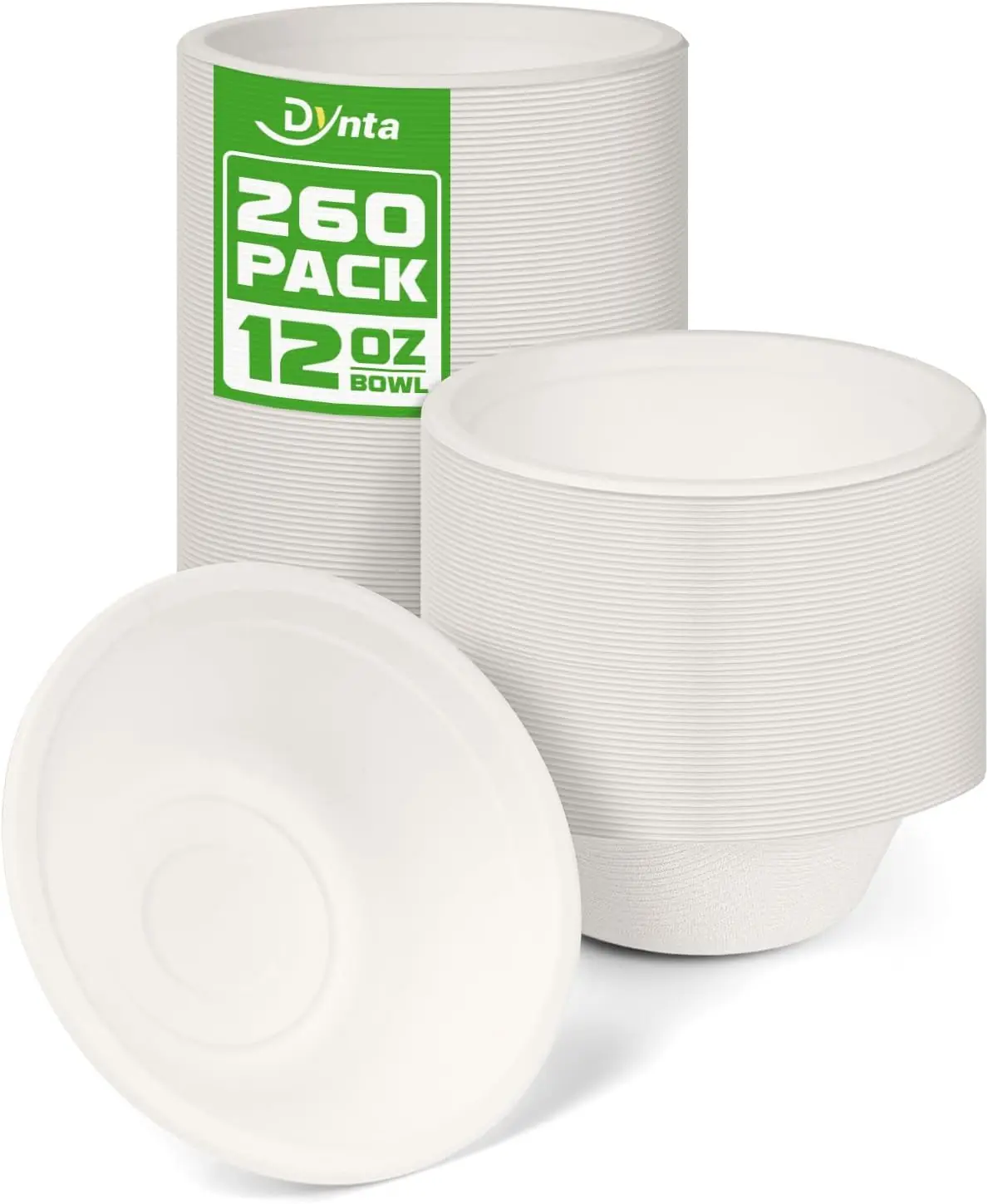 

Paper Bowls 260 Packs, 12 OZ Disposable Paper Bowls Heavy Duty, Eco-Friendly White Disposable Hot Soup Bowls Bulk, Comp