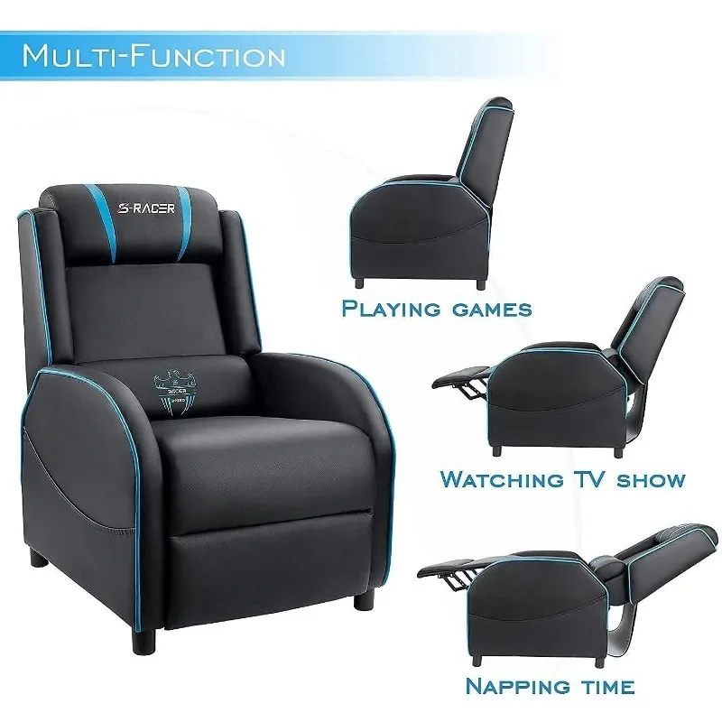 Homall Gaming Massage Recliner Chair Racing Style Single Living Room Sofa Recliner Leather Recliner Seat Comfortable Ergonomic