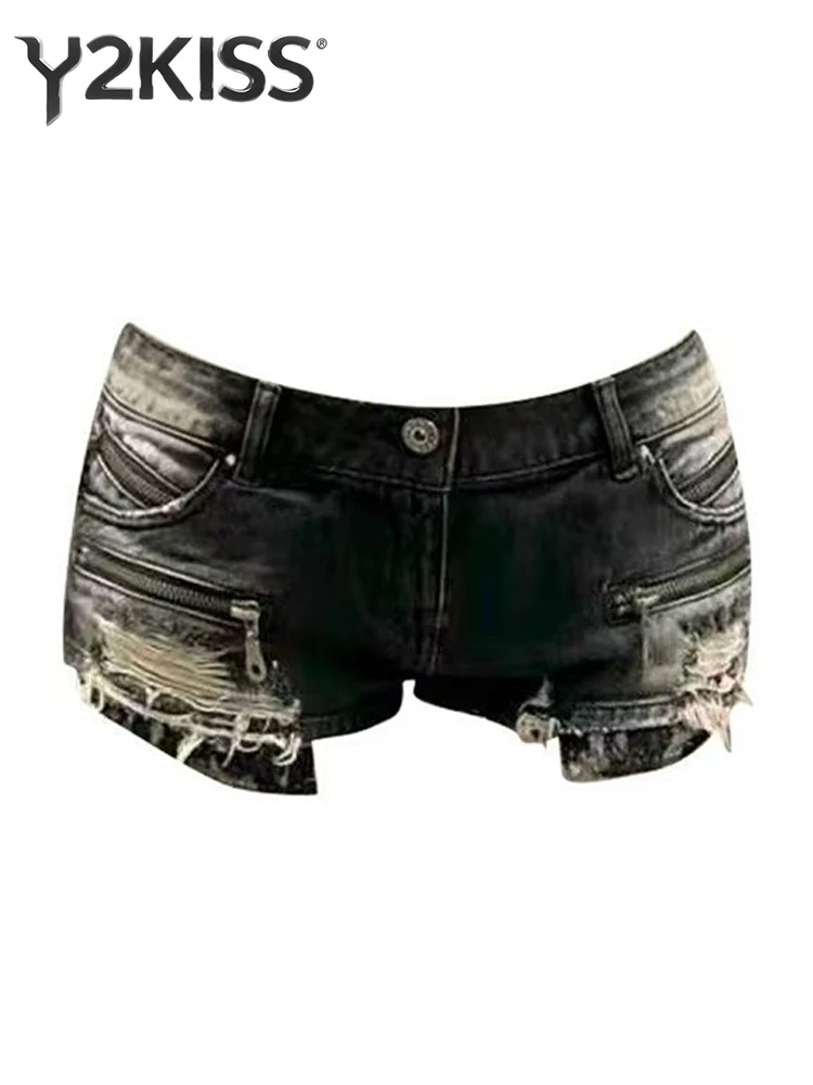 

Summer Women American Retro Korean Ripped Jean Shorts Y2K Harajuku Designer Dark Academia Chic 2000s Denim Hot Pants Japanese