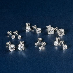 Luxury 10K Solid Gold Stud Earrings 3/4/5/6/7/8mm D Color Moissanite Diamond Screw Back Earrings Classic Engagement Jewelry Gift