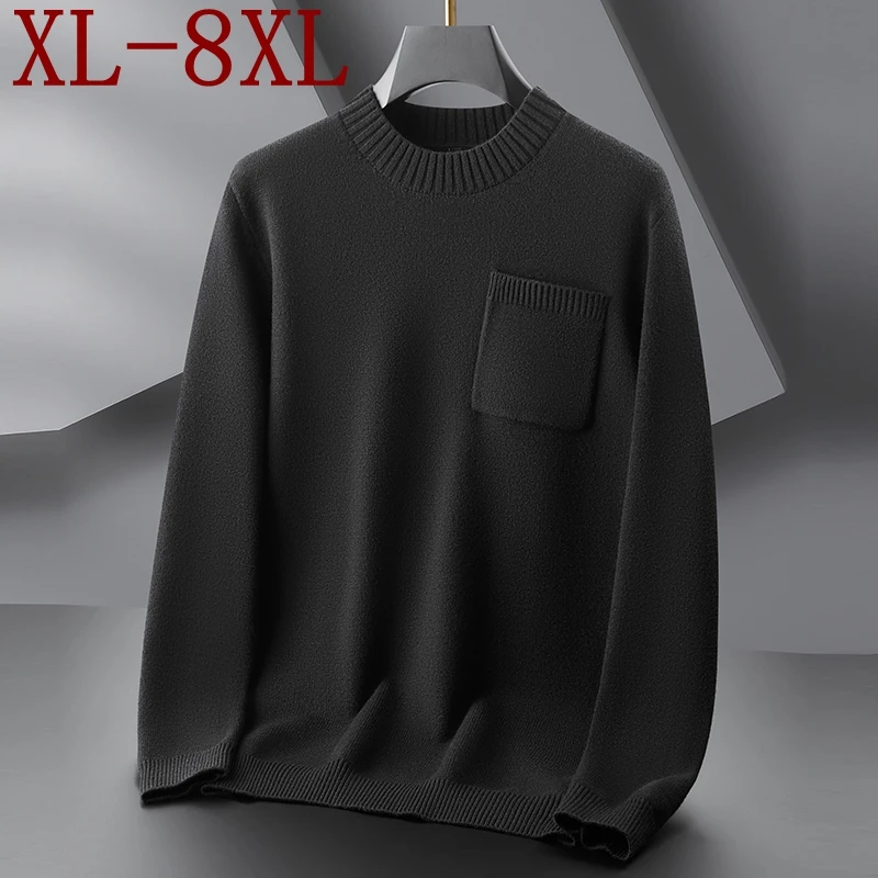 

8XL 7XL 6XL Pull Homme 2025 Новый зимний элитный роскошный свитер с воротником Мужская одежда Толстые теплые мужские пуловеры с карманом