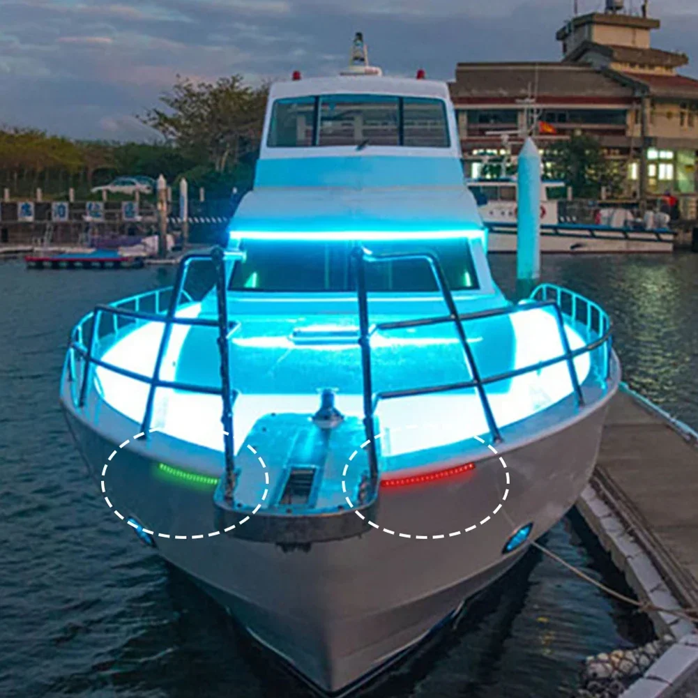 12V Car Mounted Yacht Boat LED Navigation Lights Red and Green Signal Lights Left and Right Side Lights Accessories