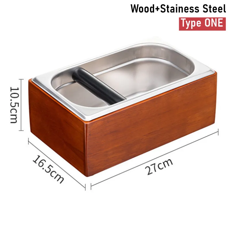 Wood Coffee Grind Knock Box Stainess Steel Espresso Grounds Container Anti Slip Coffee Grind Dump Bin Household Cafe Accessories