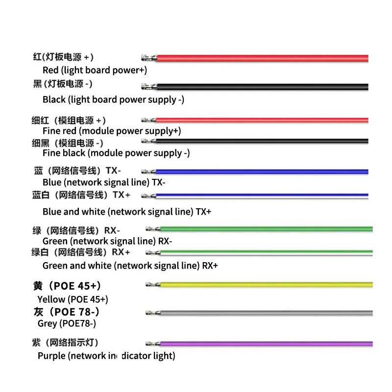 11 core waterproof network camera tail line RJ45+DC high-definition with light 4578POE power supply network installation line