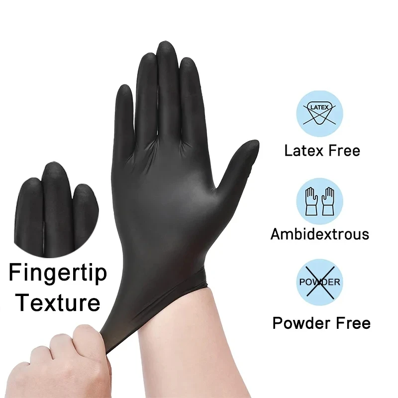 Black Nitrile Disposable Gloves Durable & Waterproof Disposable Protective Gloves for Kitchen Household Cleaning Food Pre Salon