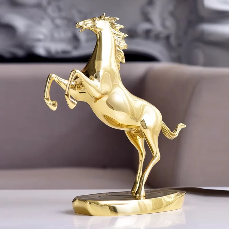 New Chinese Style Metal Horse Figurine Gift, Copper Art Craft Ornament for Home Decor and Collectible Souvenir