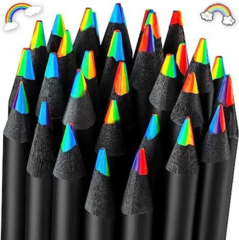 6/1 Pcs Kawaii Rainbow Pencil 7 Colors Concentric Gradient Crayons Kids Gift Colored Pencils Art Painting Drawing Stationery