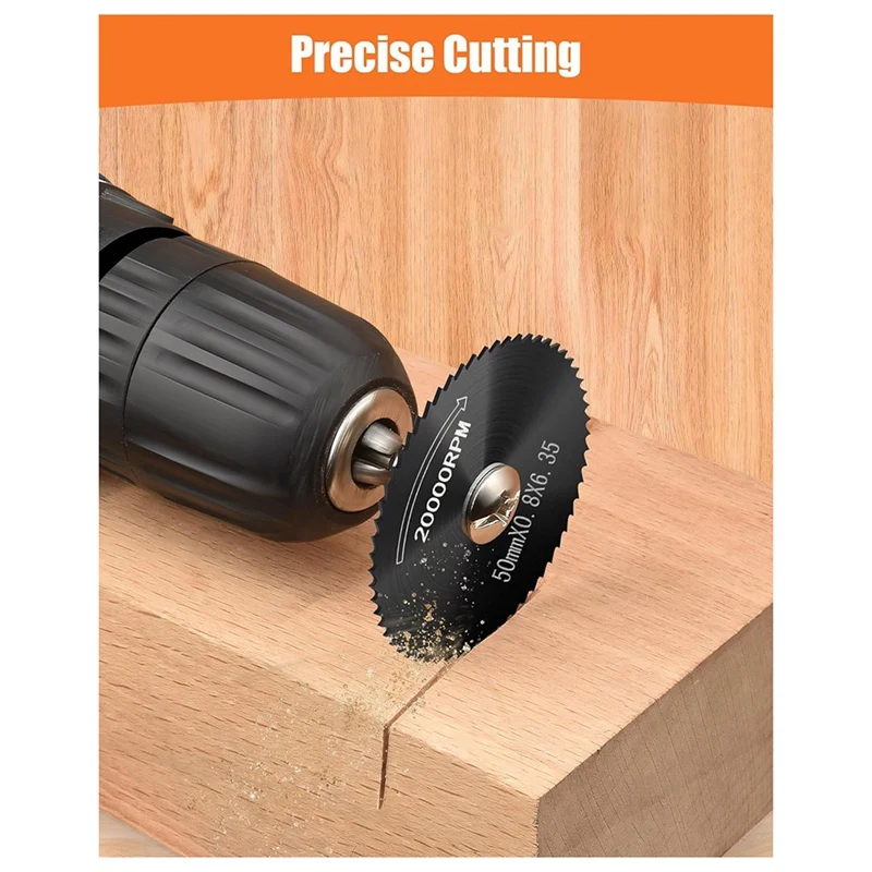 A7QHO-Cutting Wheel For Drill, Rotary Tool Cutting Discs With 6Pcs Steel Saw Blades, 1Pc 1/4In Hex Shank, 1/8In Round Shank