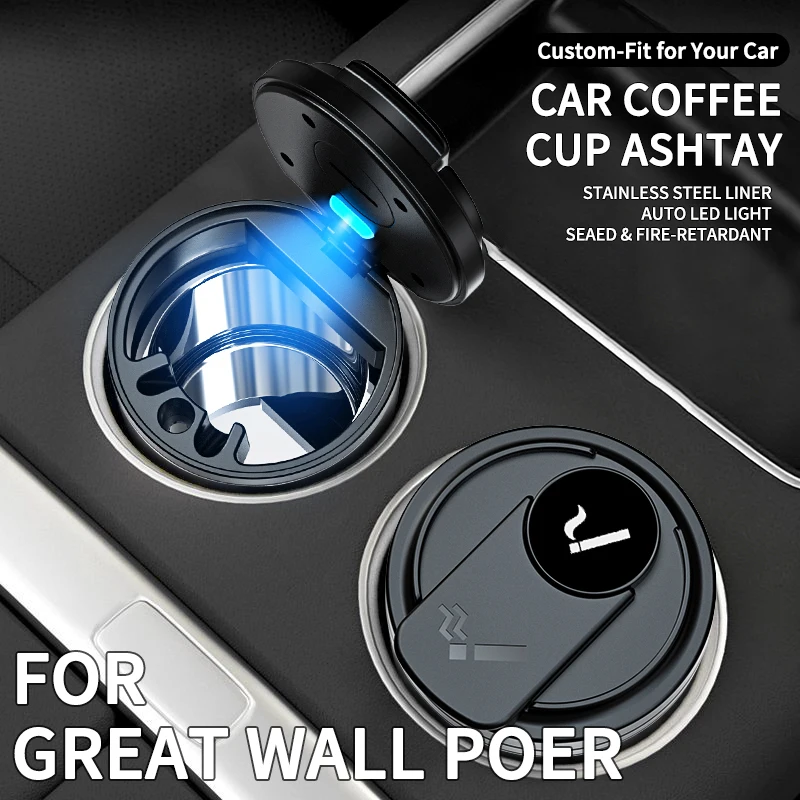 Coffee Cup One Touch Pop Up Truck Cigarette Ash Tray For Great Wall GWM Poer P11 P12 Cannon Ruman Sucan Interior Accessories