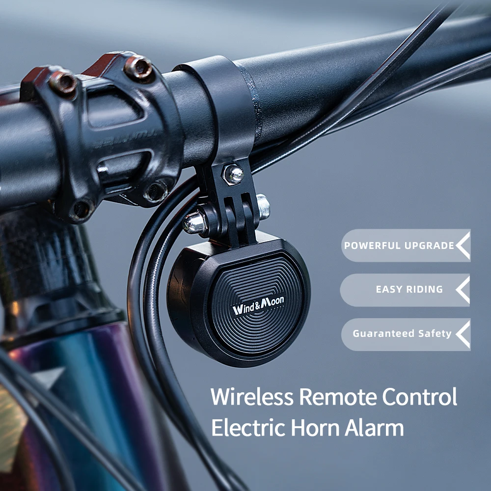 Wind&Moon Bicycle Electric Bell MTB Cycle Trumpet Horn Anti-theft Alarm Siren & Remotely Remote Control 120DB USB Charge