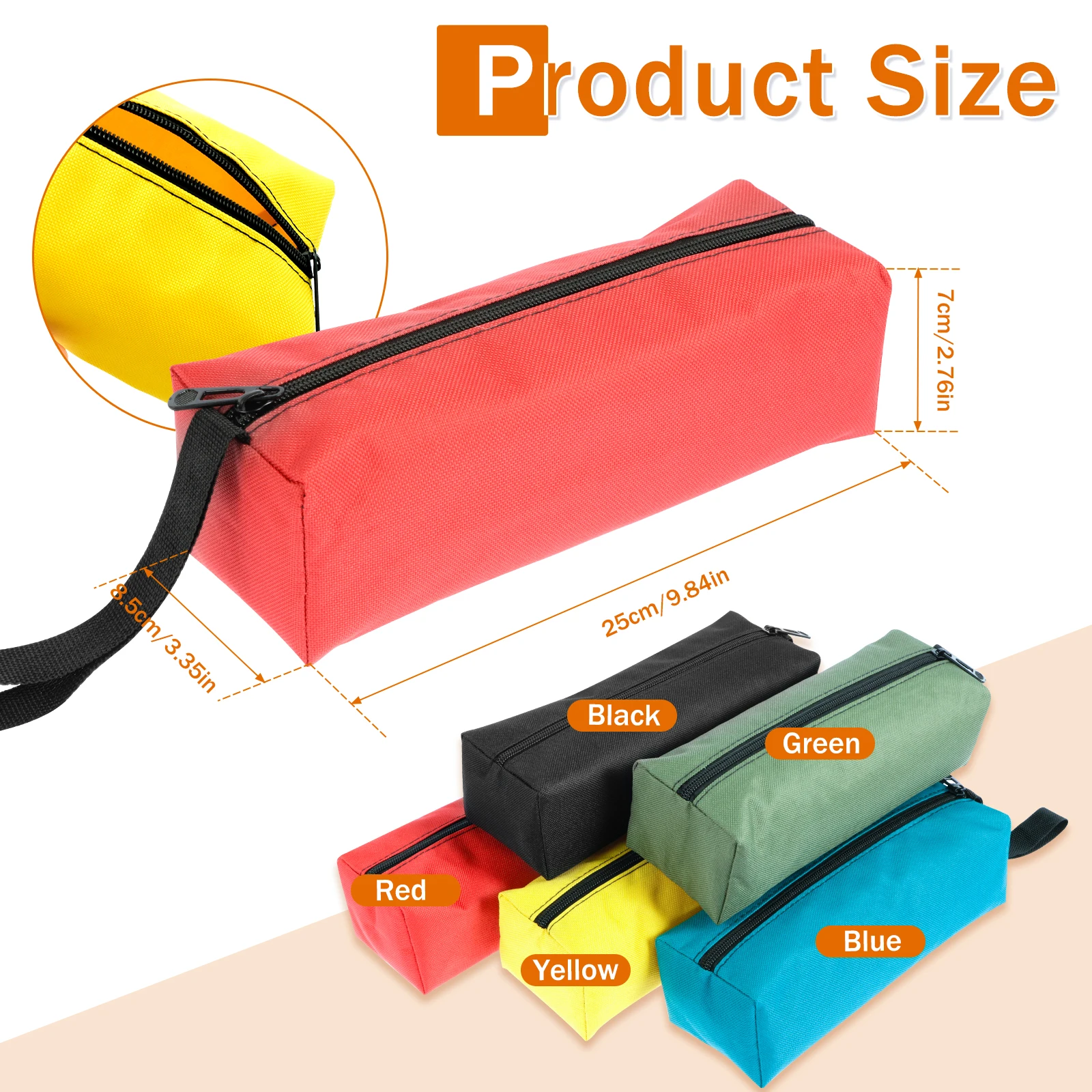 Hand Tool Bag Thick Canvas Bag for Small Tools Screwdriver Wrench Tweezers Drill Bit Organizer Bag Waterproof Zipper Pouch