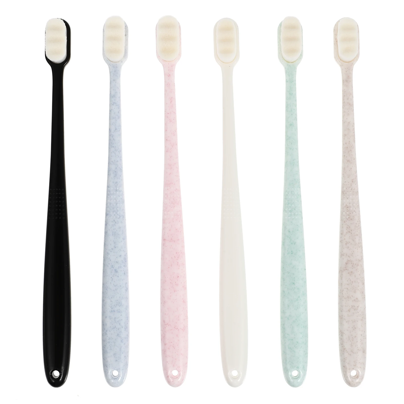 

6pcs Soft Bristles Toothbrush Adult Wavy Style Charcoal Travel Protective Anti Plaque Gum Care Lightweight Portable